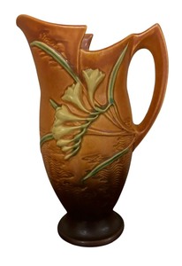 lot 92 image: Vintage Freesia Pitcher by Roseville Pottery
