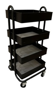 lot 125 image: Black Organizational Four Tiered Cart