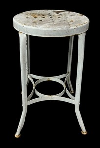 lot 157 image: White Vintage Metal Stool
