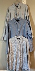 lot 422 image: Mens Ralph Lauren Classic Fit   Three Size XXL  Grey Stripes, Denim Blue and Blue Stripes