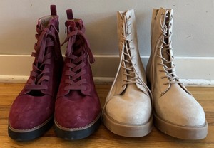 lot 428 image: Like New Low Boots by Red Suede Vionic and Tan Suede
