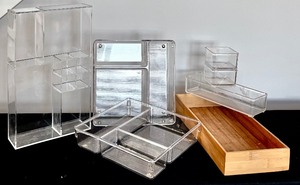 lot 226 image: Small and Large Storage Trays including One Wood Tray