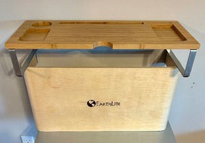 lot 394 image: Bamboo Desktop  Bed Tray Organizer for Laptop, Cellphone, Cup and EARTHLITE Wooden Step Stool