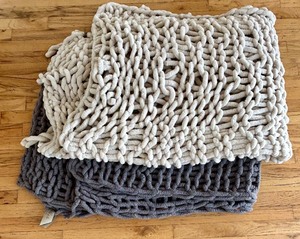 lot 110A image: Bulky Chunky Blankets Chenille Hand Knitted