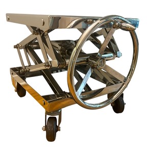 lot 2 image: Restoration Hardware Nautical Industrial Scissor Lift Table