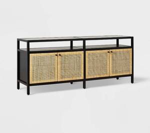 Threshold Caned Door Black TV Stand - Up to 72
