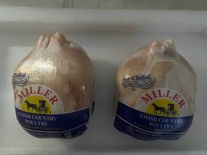 D. 2x 5lb Young Chicken Whole Fryer wGiblets-Miller Amish Country Poultry