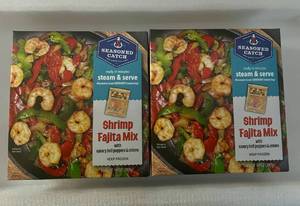 G. 2x 14oz Seasoned Catch Steam & Serve Shrimp Fajita Mix