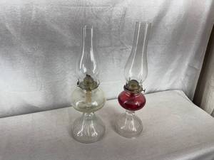 lot 27 image: Glass Oil Lamps