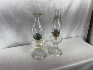 lot 28 image: Glass Oil Lamps