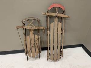 lot 34 image: Wood and Metal Snow Sleds