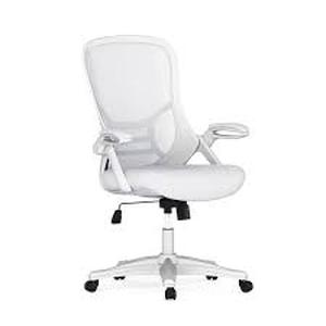 lot 2 image: Carnegy Avenue Porter High Back Mesh Swivel Ergonomic Office Chair in White with Flip-Up Arms Customer Returns See Pictures