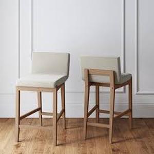 lot 3 image: Nathan James Gracie 24 in. Modern Counter Height Bar Stool with Back, Brushed Light Brown Wood Legs, Natural FlaxBrown Customer Returns See Pictures