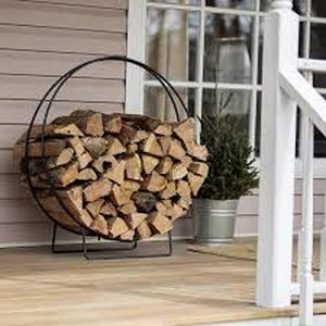 lot 21 image: UniFlame 36 in. H Hoop Style Firewood Rack with Durable Iron Construction   Customer Returns See Pictures