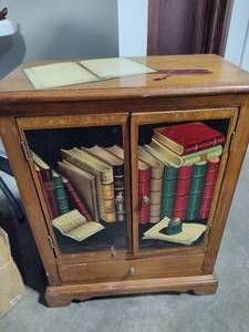 lot 12 image: Book Lovers Wood Storage Cabinet