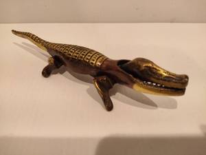 lot 53 image: Vintage Brass Alligator Nutcracker