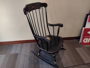 lot 43 image: Handpainted Wood Rocking Chair