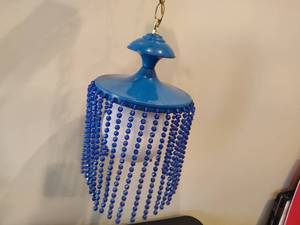 lot 66 image: Vintage Hanging Dome Light with Waterfall Beads