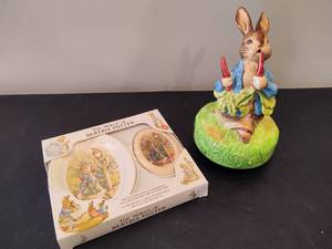 lot 60 image: SCHMID Peter Rabbit Music Box & Beatrix Potter Soap Set