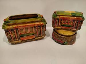 lot 119 image: Vintage SNCO San Francisco Trolley Car Planter and Music Box