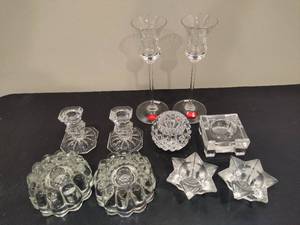 lot 80 image: Assorted CrystalGlass Candle Holders