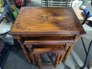 lot 46 image: Hand Painted Wood Nesting Tables