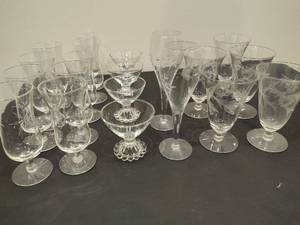 lot 95 image: Lot of Assorted Etched Glass Barware