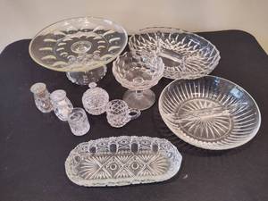 lot 79 image: Assorted CrystalGlass Bowls, Candy Dishes, SugarCreamer 