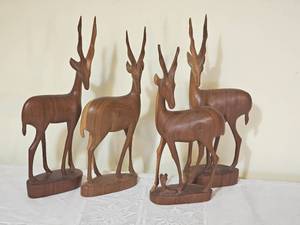 lot 59 image: MCM Gazelle Carved Wooden Figures