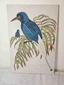 lot 103 image: William Cooper Australian Artist Vintage Print on Fabric  Bird of Paradise