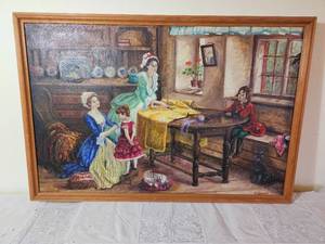 lot 101 image: Elemer Kovacs Hungarian Artist Original  Seamstress at Home