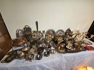 lot 141 image: Large Collection of Silver Plate Staging and Service Ware Pieces