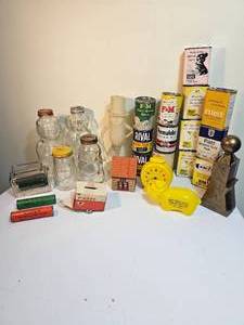 lot 157B image: 70s Tin & Glass Advertisement Banks