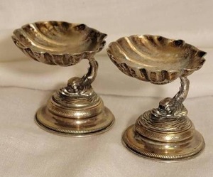 lot 107 image: Florentine Dolphin and Shell Sterling Silver Open Salts, 2