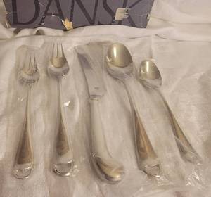 lot 125 image: NOS Dansk Stainless Flatware Placesetting  Romance