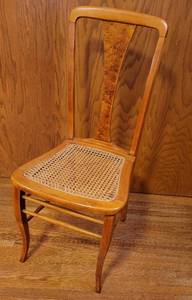 lot 213 image: Birds Eye Maple Cane Seat Farmhouse Chair