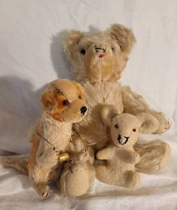 lot 117 image: Vintage Mohair Teddy Bear  St. Bernard Dog  Bunny