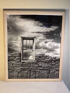 lot 332 image: Fine Art Photography Print - L.D. Gerlach - Window Frame in New Mexico Brick Wall