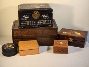lot 316 image: Exotic Vintage Handcarved Jewelry Box Collection - (6)