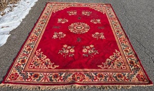 lot 23A image: Vintage Oriental Wool Handknotted Area Rug - Crimson  Champagne