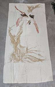 lot 66D image: Stunning Japanese Fine Art Painting on Textile - Landing Crane