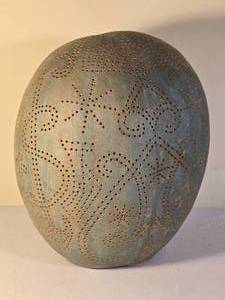 lot 335 image: Vintage Moroccan Pattern Primitive Art Gourd