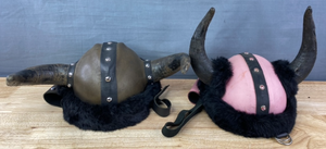 lot 48 image: Adjustable His and Hers Vikings Helmets Brown and Pink K