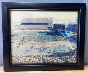 lot 29 image: Minnesota Vikings NFL Football Purple People Eaters Autographed by Carl Eller, Jim Marshall, Alan Page and Gary Larsen Framed Photo COA K