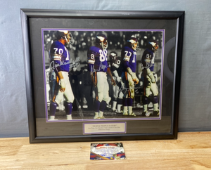 lot 5 image: Minnesota Vikings NFL Football Purple People Eaters Autographed by Carl Eller, Jim Marshall, Alan Page and Gary Larsen Framed Photo COA K
