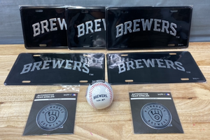 lot 90 image: New Milwaukee Brewers MLB Baseball, License Plates and Automotive Team Emblems N