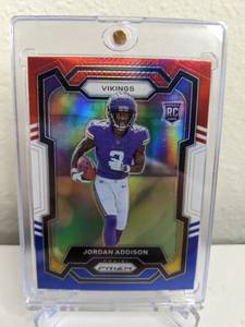 lot 30D image: 2023 Panini Prizm Jordan Addison Red White and Blue Prizm RC #368 T