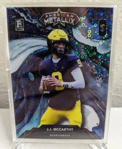 lot 16 image: 2023 Wild Card American Metallix JJ McCarthy Numbered 45 RC #WMP-JM T
