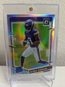 lot 48C image: 2023 Panini Donruss Optic Jordan Addison Silver Prizm Rated Rookie #271 T