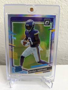 lot 60 image: 2023 Panini Donruss Optic Jordan Addison Silver Prizm Rated Rookie #271 T